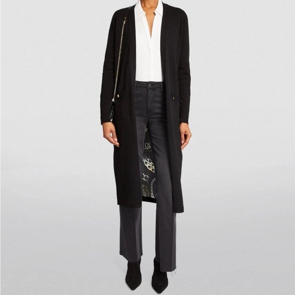 L'AGENCE Lesia Silk Back Long line Cardigan Duster Black Grunge maximalist xs - Picture 12 of 15